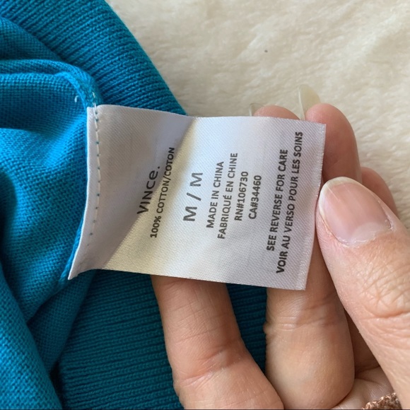 NWT Authentic Vince Men's Cotton Knit Crewneck Lightweight Sweater Azure Blue - Picture 5 of 5